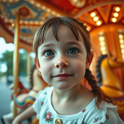 Innocence Captured: A Girl’s Gaze Through the Carousel