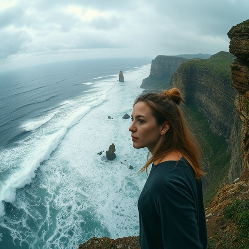 Contemplating the Vastness: A Woman on the Edge of the World