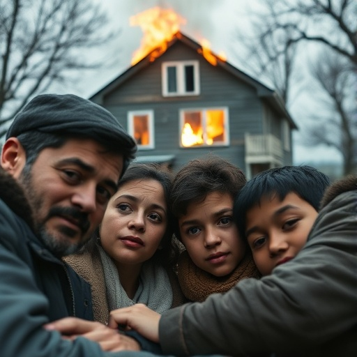 Children Face Danger as Fire Engulfs House