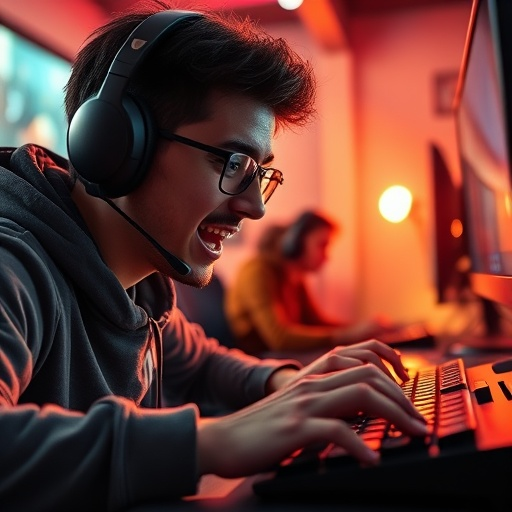 In the Zone: Gamer’s Intensity Under Red-Hot Lights