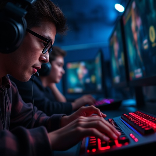 The Glow of Competition: A Gamer’s Focus in the Dark