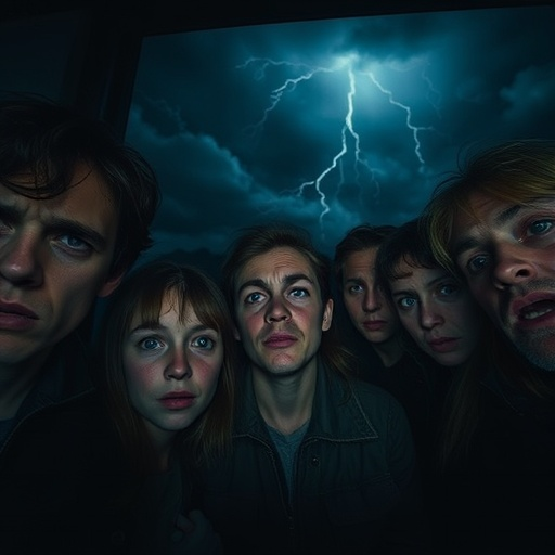 Fear in the Flash: Five Friends Huddle in the Face of a Storm