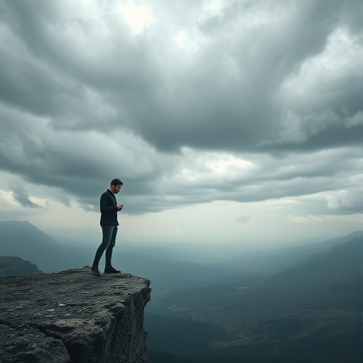 A Solitary Figure Contemplates the Storm