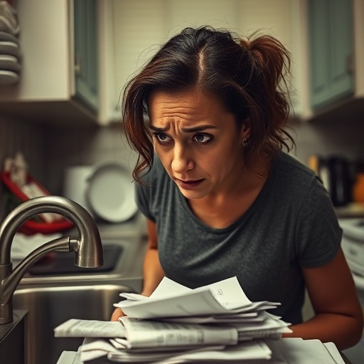 The Weight of Bills: A Woman’s Struggle in the Kitchen