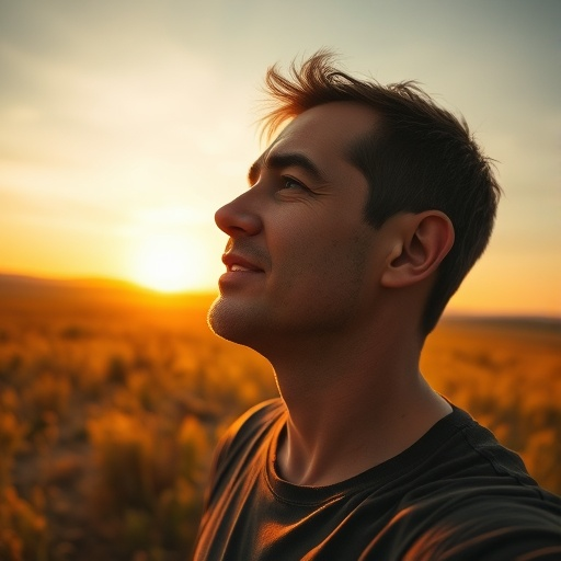 Silhouetted Hope: A Man Finds Peace in the Sunset