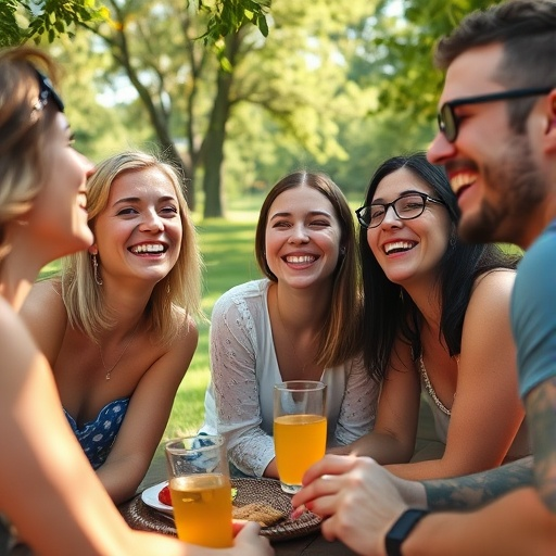 Sunny Day Laughter: Friends Enjoying a Relaxing Afternoon