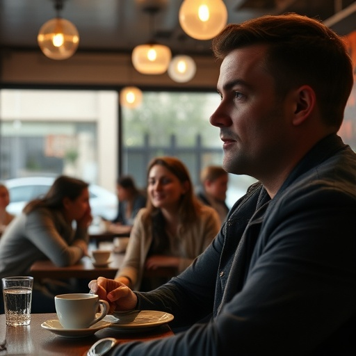 Lost in Thought: A Moment of Contemplation in a Busy Cafe