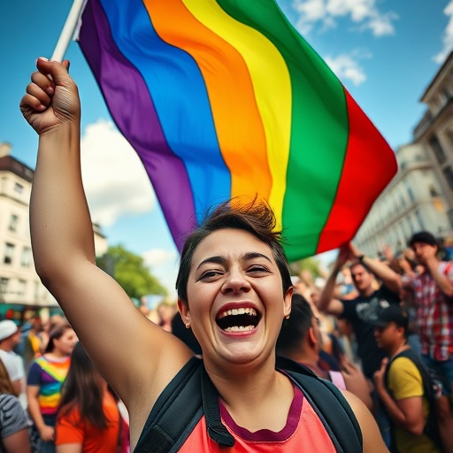 Pride Flag Flies High, Joy Radiates in the Crowd