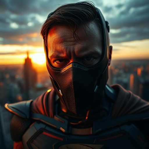 Masked Hero at Sunset