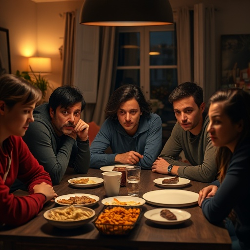 Intimate Gathering in Dimly Lit Room