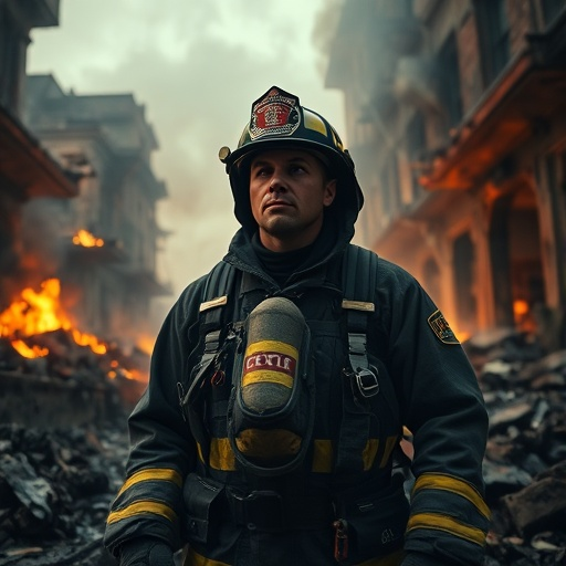 Firefighter Bravely Faces Blazing Inferno