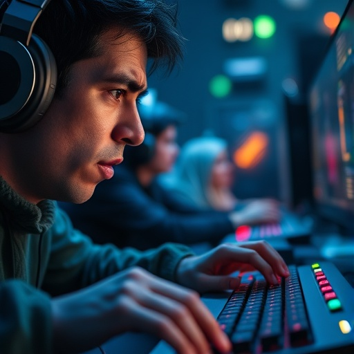 The Focus of a Champion: Gamer Immersed in the Heat of Competition