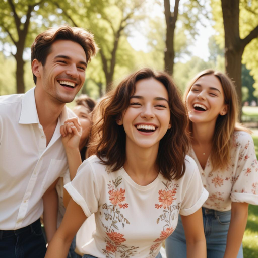 Laughter in the Park: Friends Enjoy a Sunny Day