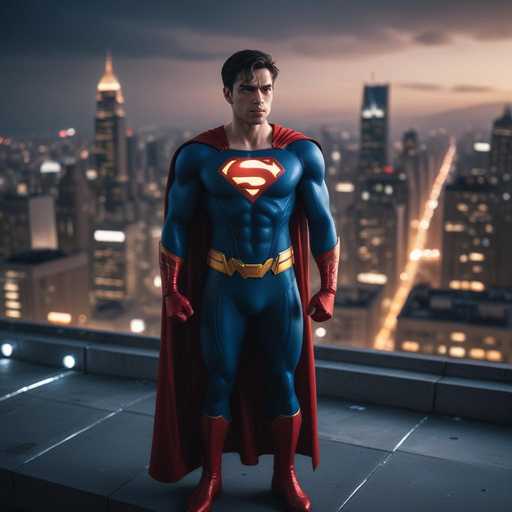 Superman: A Silhouette of Hope Against the City Lights