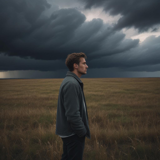 A Stormy Silhouette: A Man Contemplates the Unforeseen