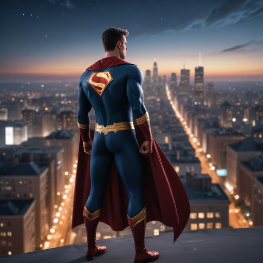 Superman Stands Tall, A Beacon of Hope Over the City