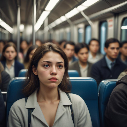 Lost in the City’s Pulse: A Moment of Melancholy on the Subway