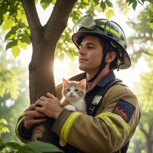 Firefighter Rescues Kitten, Bringing Hope to a Blurry Day