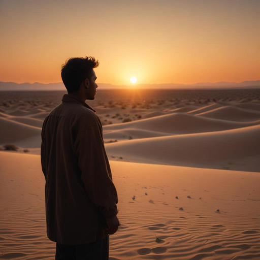 Silhouetted Solitude: A Moment of Contemplation in the Desert