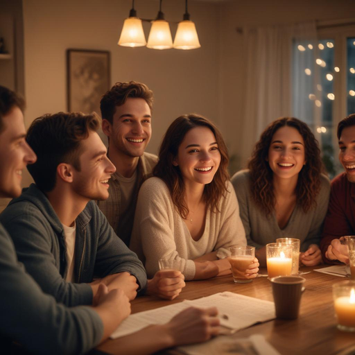 Candlelit Laughter: A Cozy Gathering of Friends