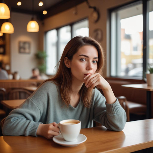 Lost in Thought: A Moment of Contemplation in a Cozy Cafe