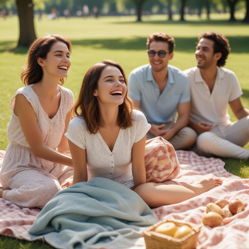 Sun-Kissed Laughter: Friends Enjoy a Perfect Picnic