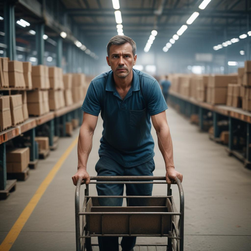 The Weight of Routine: A Man’s Solitary Journey Through a Warehouse