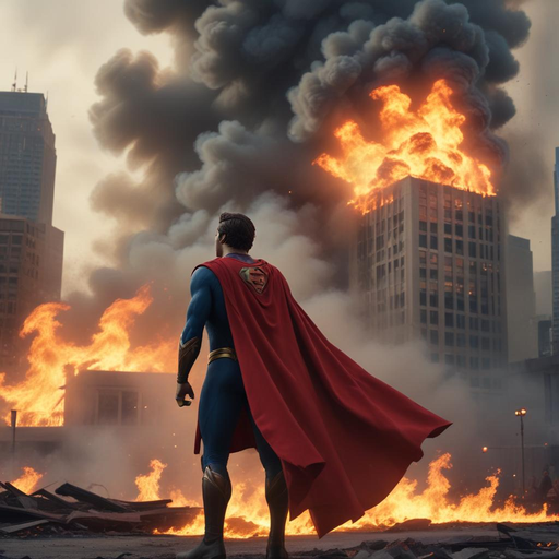 Superman Faces the Flames in Apocalyptic City