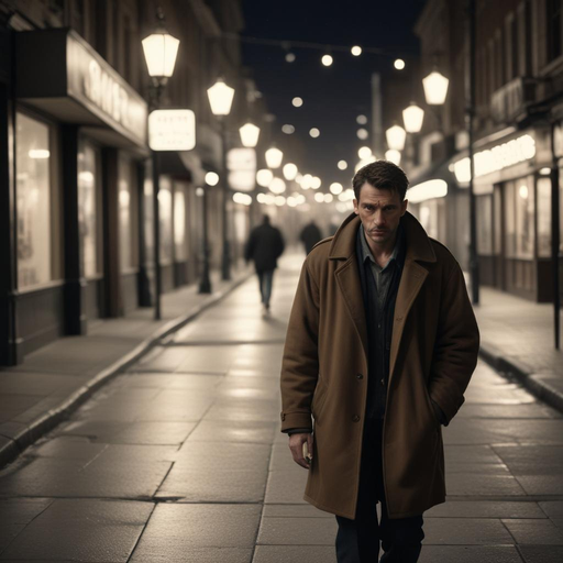 Lost in the Shadows: A Man’s Solitary Walk Under the City Lights