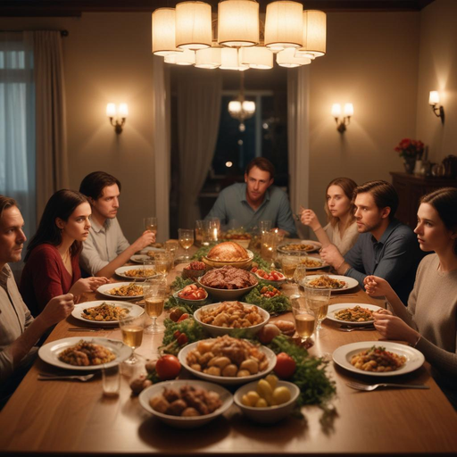 Anticipation and Warmth: A Family Meal Under Golden Light