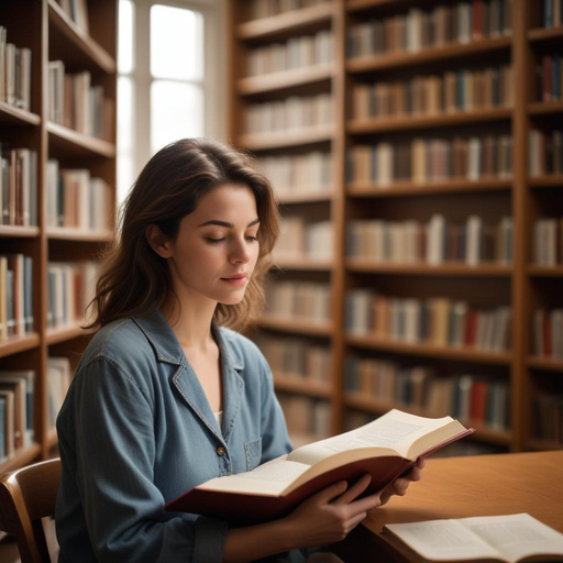 Finding Peace in the Pages: A Moment of Tranquility in a Sunlit Library