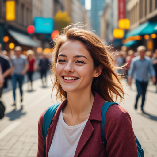 City Lights, City Smiles: A Moment of Joy in the Urban Jungle