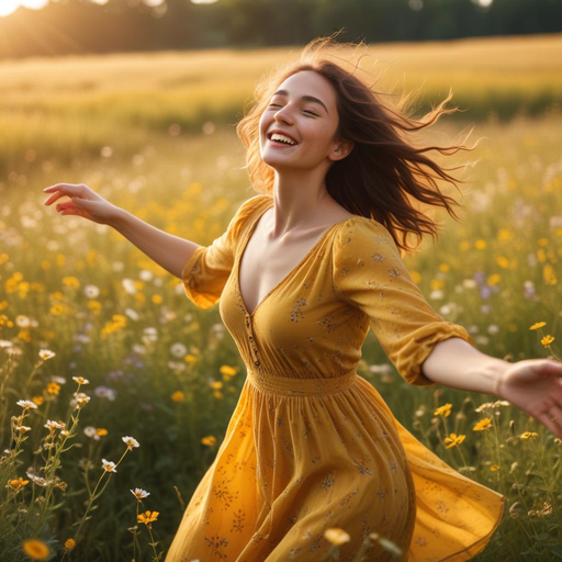 Sunset Serenade: A Moment of Joy in a Field of Flowers