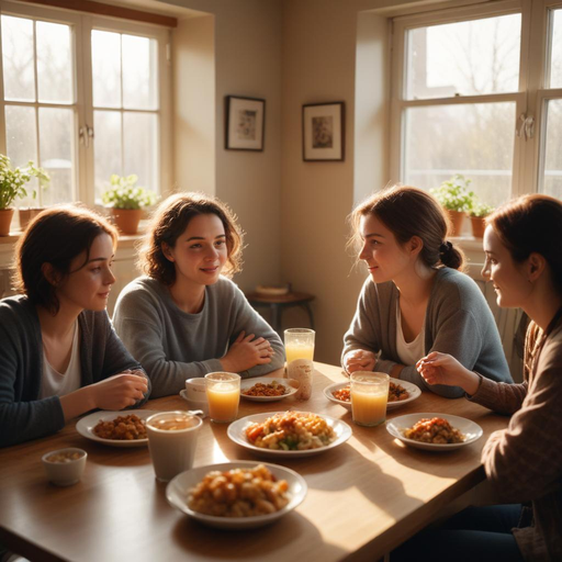 Sun-Kissed Laughter: Friends Sharing a Joyful Meal