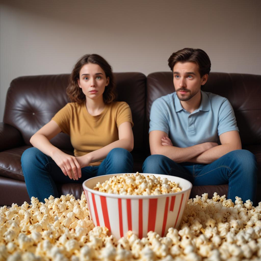 Popcorn and Tension: A Couple’s Silent Struggle