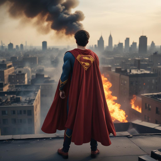 Superman Stands Against the Flames: A City’s Hope in the Face of Disaster