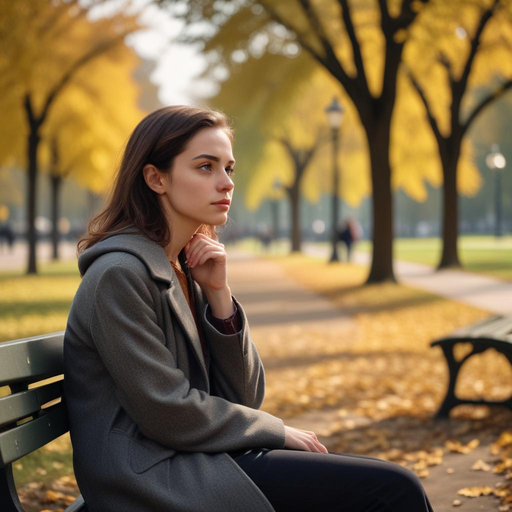 Autumn Contemplation: A Moment of Serenity in Golden Leaves