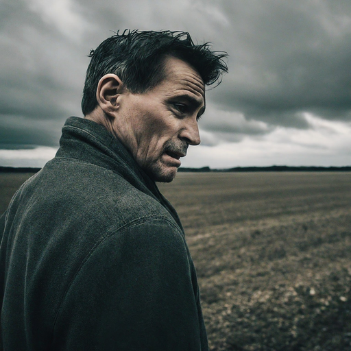 Lost in Thought: A Man’s Silhouette Against a Stormy Sky