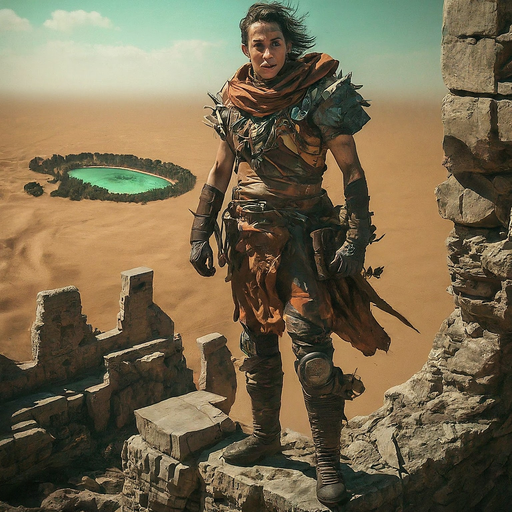 A Lone Warrior Contemplates the Vast Desert