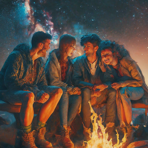 Campfire Nights: Friends, Stars, and Warmth