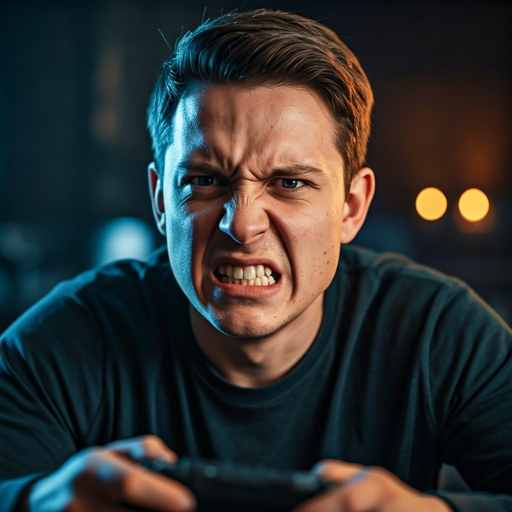 Frustration at the Screen: A Gamer’s Intense Struggle