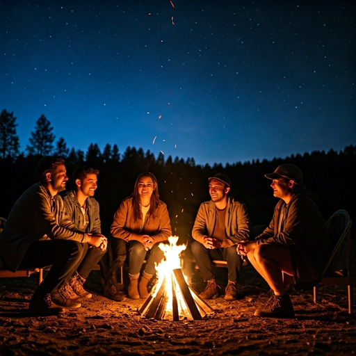 Campfire Camaraderie Under a Starry Sky