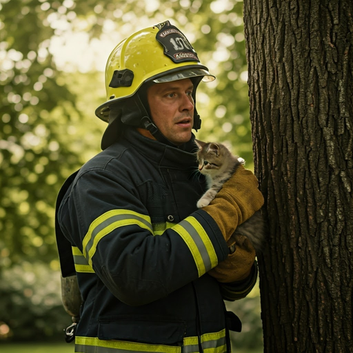 Firefighter’s Gentle Touch: A Moment of Compassion in the Wild