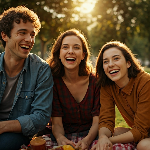 Golden Hour Laughter: Friends Embrace the Joy of Sunset