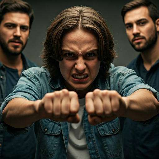 Tension Rises as Man Threatens with Clenched Fists