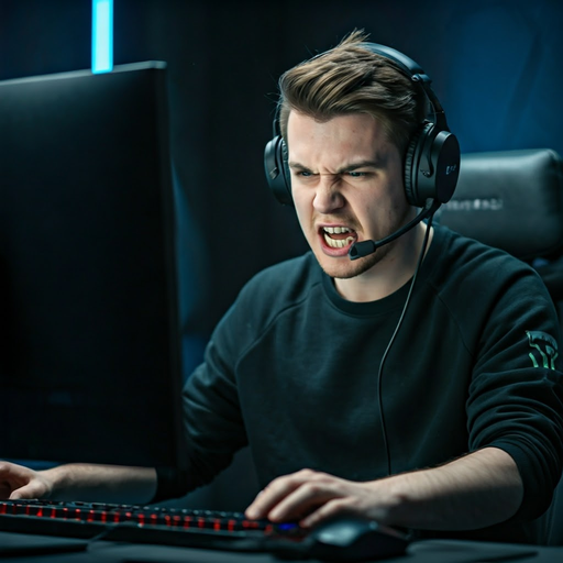 Frustration at the Keyboard: Gamer’s Intense Focus Turns to Anger