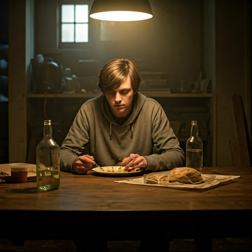 A Moment of Solitude: A Young Man’s Melancholy Meal