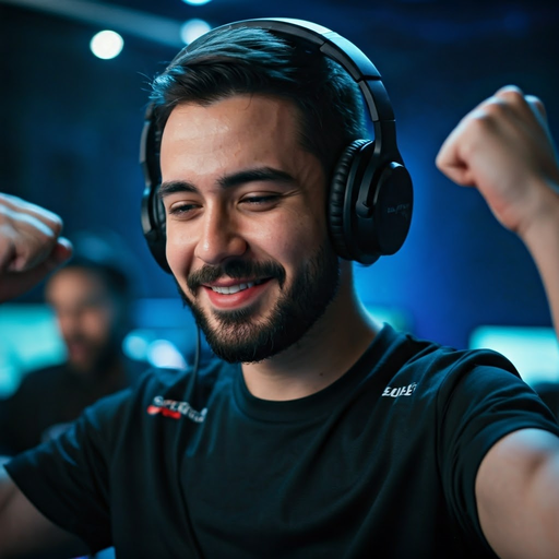 Victory Dance! Gamer Celebrates Triumph with Joyful Expression