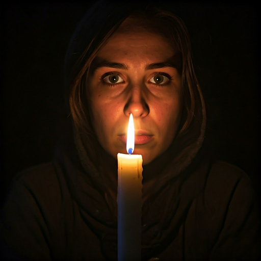 Shadows and Secrets: A Woman’s Face Lit by Candlelight