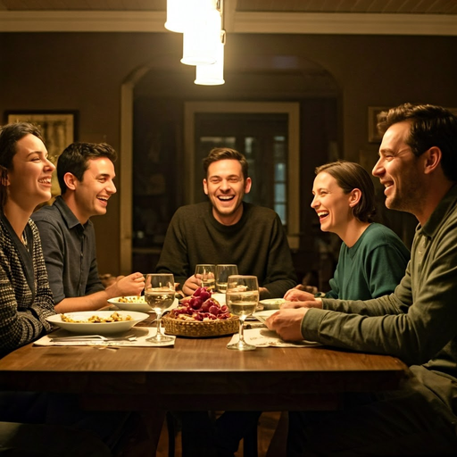 Laughter and Light: Friends Share a Joyful Meal